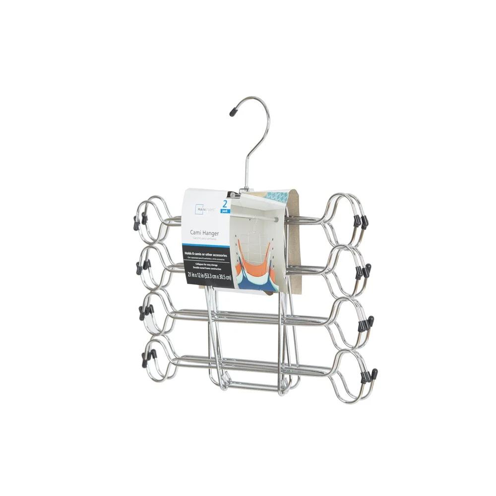 Упаковка из 2 штук Сверхпрочная металлическая складная вешалка для бюстгальтеров-маек на 4 яруса, экономящая место, аксессуары для органайзера для шкафа, многоцелевая для одежды, ремней