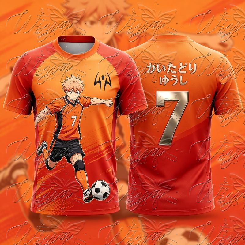 Hot Summer Anime Jujutsu Kaisen Yuji Itadori 3D Graphic Unisex Manga Trendy Football Soccer Jersey T-shirt Y2k