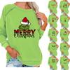 Women's Christmas Printed Pullover Round Neck Long Sleeved Top