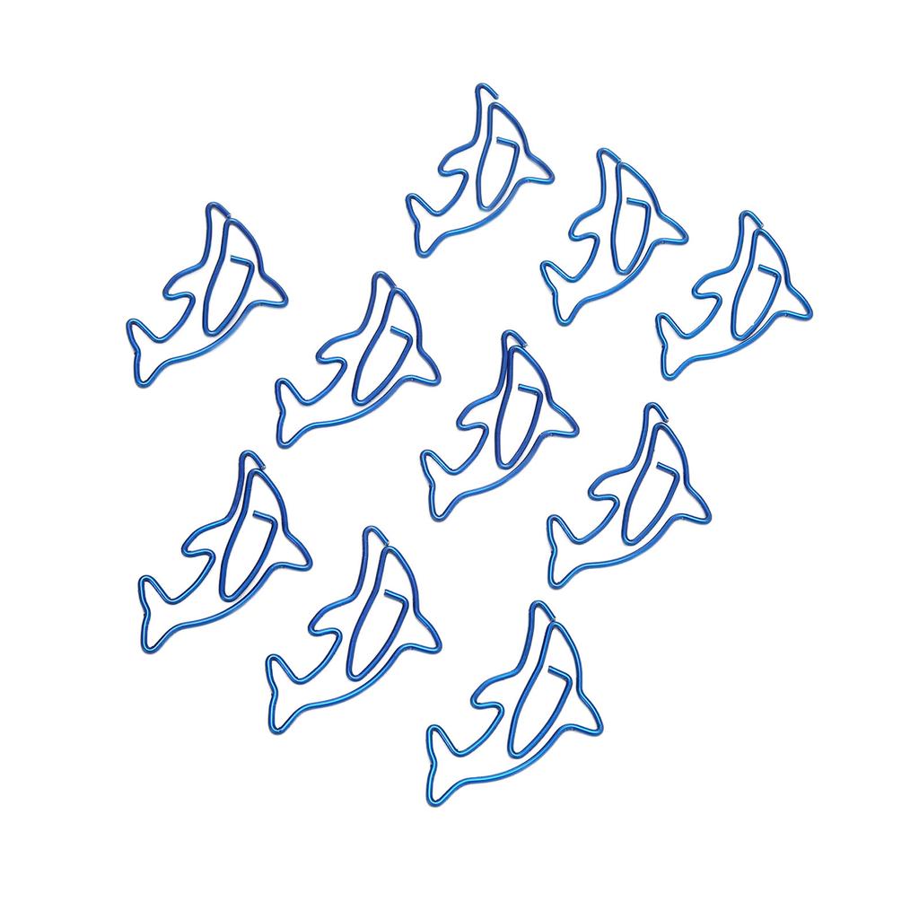 100Pcs Paper Clips Unique Dolphin Shape Lightweight Portable Electroplating Process Metal Paperclip