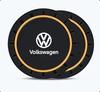 VW Valve Stems Caps Car Sticker For VW Volkswagen Jetta MK5 Golf 2PCS Car Coasters Water Cup Slots Non-Slip Mat Waterproof Cup Pad