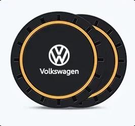 VW Valve Stems Caps Car Sticker For VW Volkswagen Jetta MK5 Golf 2PCS Car Coasters Water Cup Slots Non-Slip Mat Waterproof Cup Pad