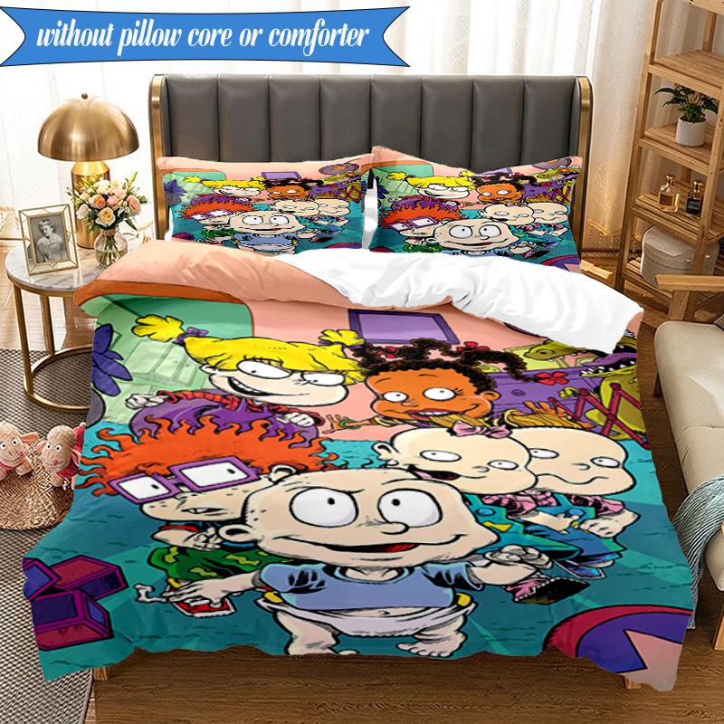Rugr-ats: Urban Adventure 3pcs K-pop music group Bedding set,Ideal for Bedroom, Dormitory,Including Duvet Cover And 2pcs Pillowcases,Fan gifts