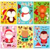 6 Photos/pack of Cute Santa Claus Cartoon Face Swap Stickers for Children's Puzzle Christmas Party DIY Puzzle Stickers