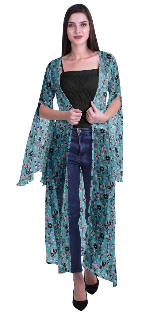 Moomaya Пляжная накидка с открытым передом из принтованного жоржета и разрезами на рукавах