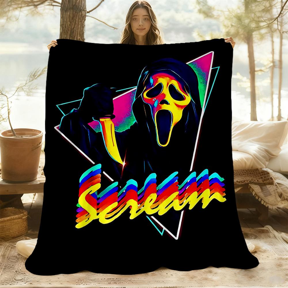 1 шт. Маска Крика Плед для улицы Легкий Фланелевый, Мягкий и Теплый, Всесезонный для Дивана, Улицы, Кемпинга, Гостиной, Офиса, Стула