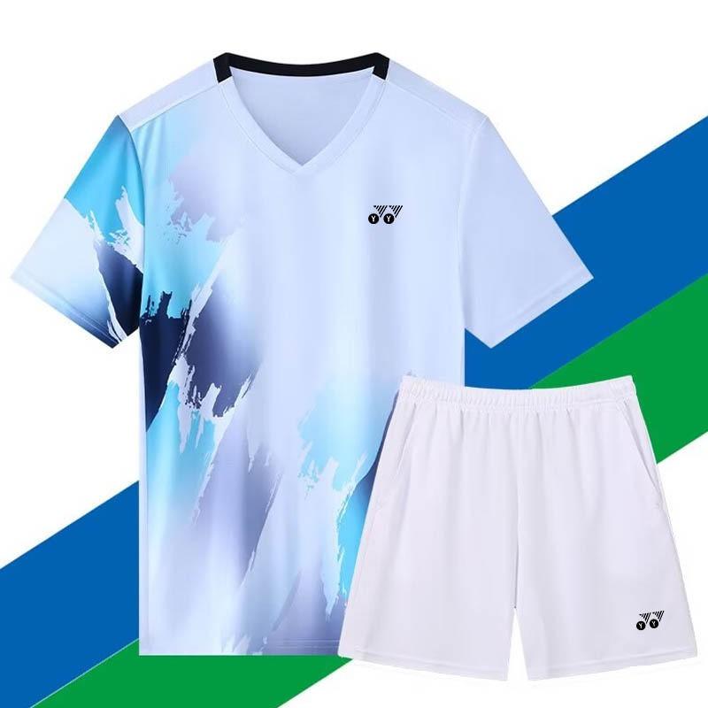 Men Women Badminton Sport Set Quick Dry Breathable Short Sleeve Shirt Shorts Skirt Athletic Training Outfit