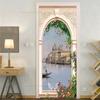 Sea Beach Door Decoration Stickers Bedroom Entrance Boys Girls Room 3d Wallpaper Natural Scenery Self-adhesive Home Wall Decals