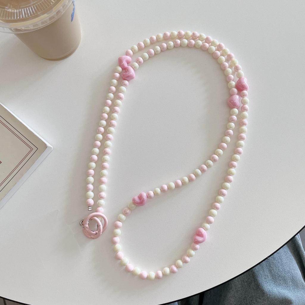 Красочный цепочный ремешок для телефона через плечо с бусинами в форме сердца - Защита от потери, Подходит для всех чехлов