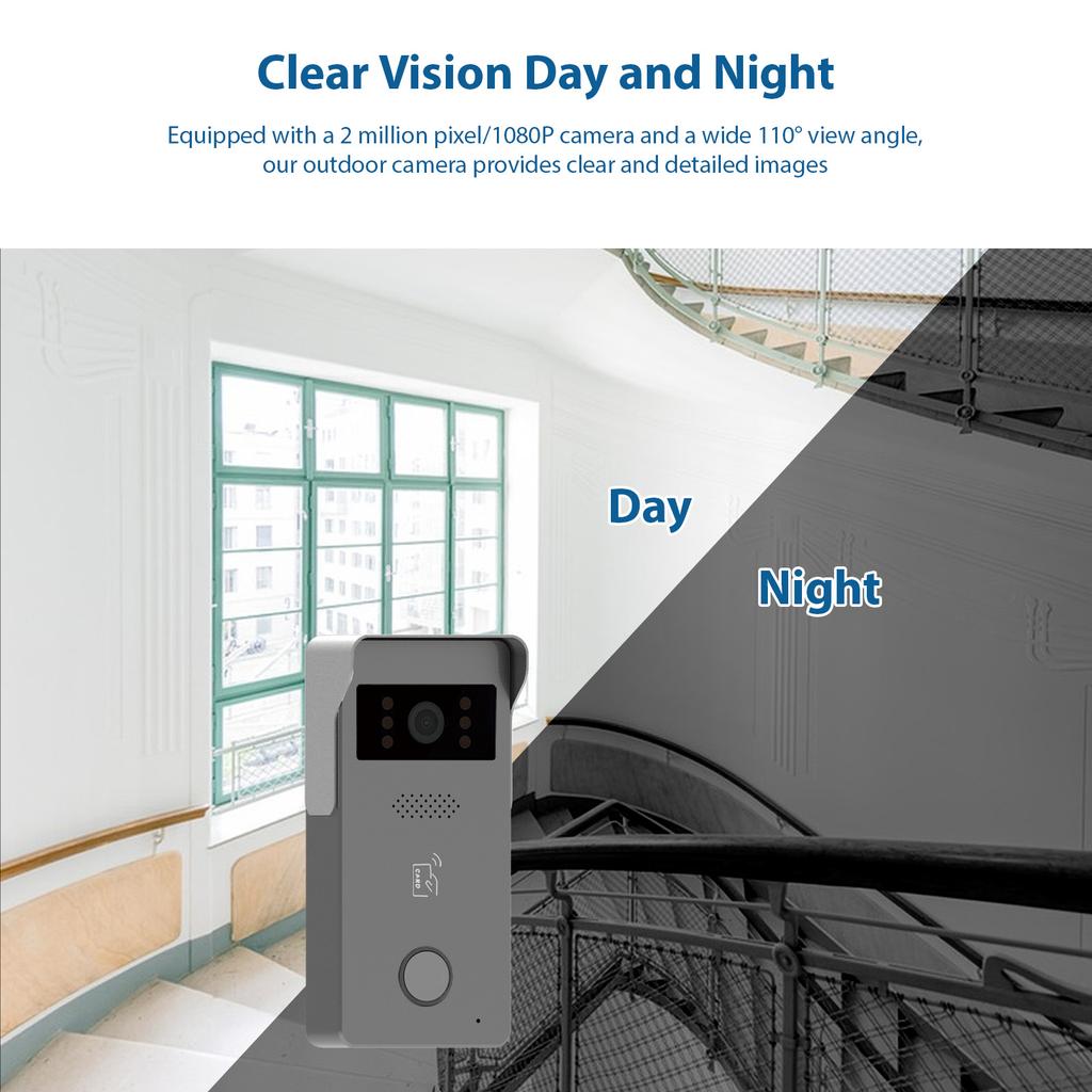 Видеодомофонная система 7-дюймовый ЖК-монитор с сенсорным экраном Видеодверной звонок Комплекты дверных телефонов ИК