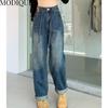 MODIQUE Spring Plus Size New Women Loose Vintage Drawstring Straight Elastic Long Jeans Lady Casual Versatile Harem Pants Trousers