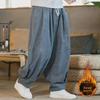 Men's Corduroy Wide-Leg Velvet-Lined Casual Pants - Chinese Style for Autumn/Winter