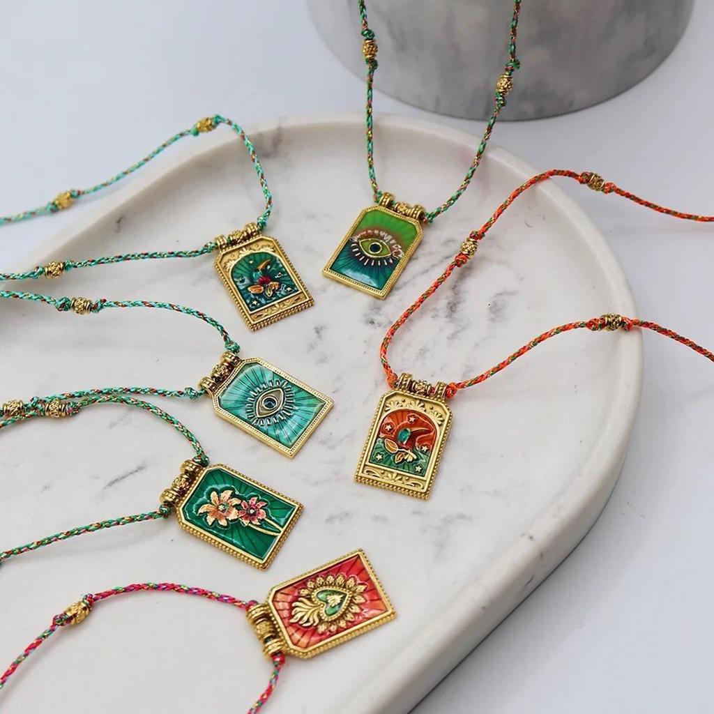 Винтажное ожерелье с картами Таро, уникальное узорчатое ожерелье с подвеской в виде карт Таро в художественном ретро-стиле для женщин