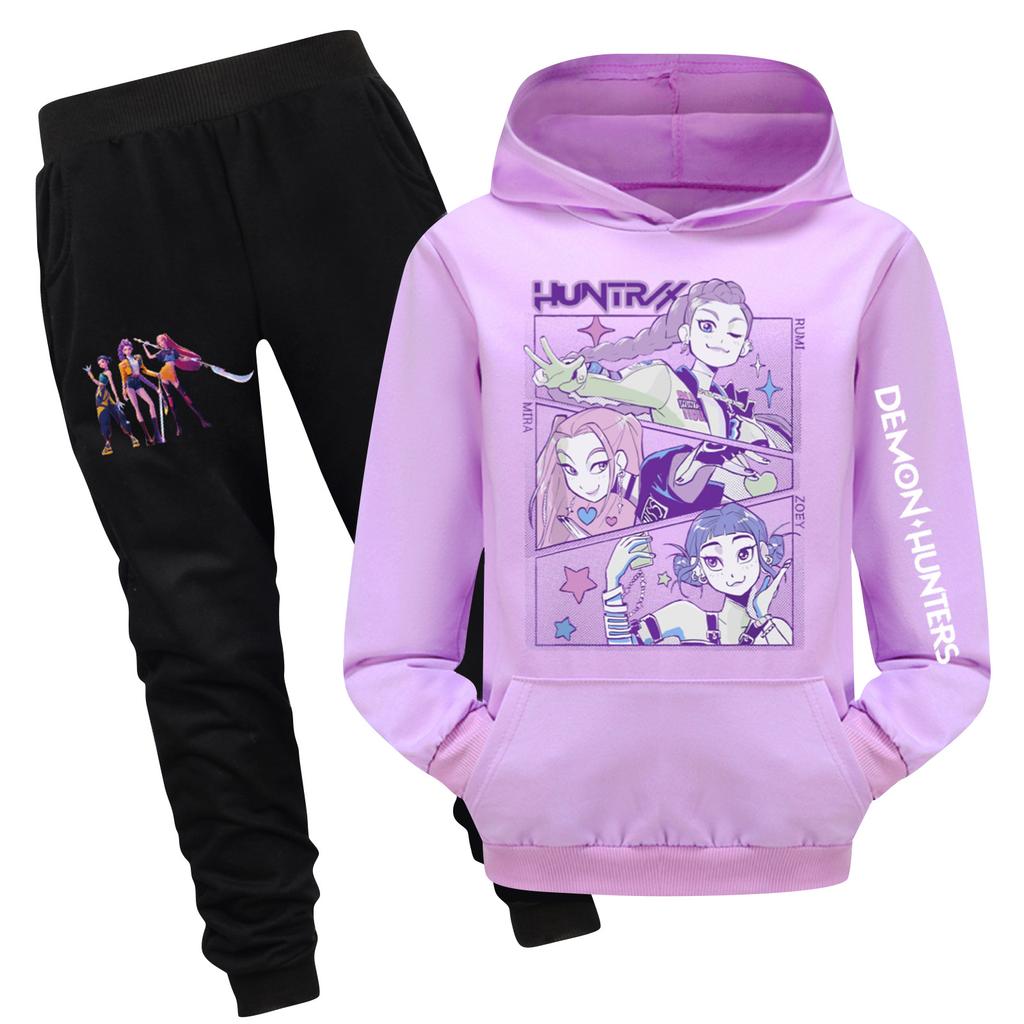 Children's Hooded Top And Pants Two-piece Tracksuit Set Long-sleeved Printed Sweatshirt Set