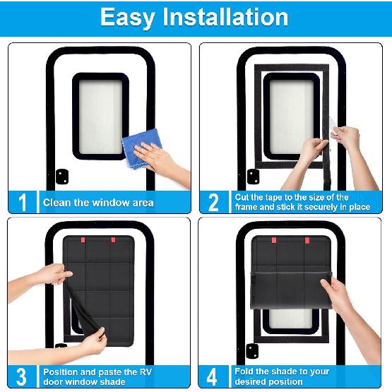 Spurtar Тент-шторка для двери и окна автодома 25'' X 16'', Складная шторка для окна автодома с защитой от УФ-лучей и функцией приватности для кемперов, морских транспортных средств, путешествий