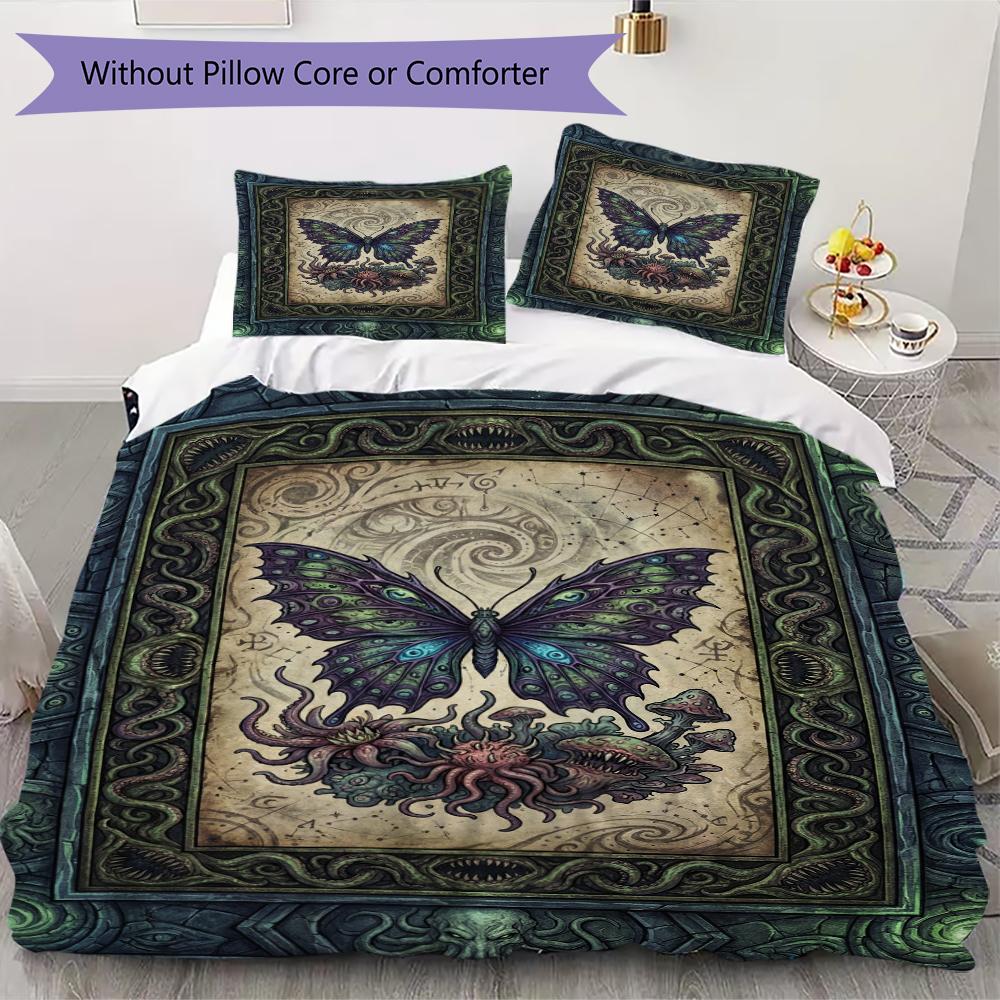 Постельное белье с узором «Бабочки» Комплект одеяла Покрывало Наволочка Домашний Декор Подарок на День Рождения (1 пододеяльник + 2 наволочки без наполнителя)40