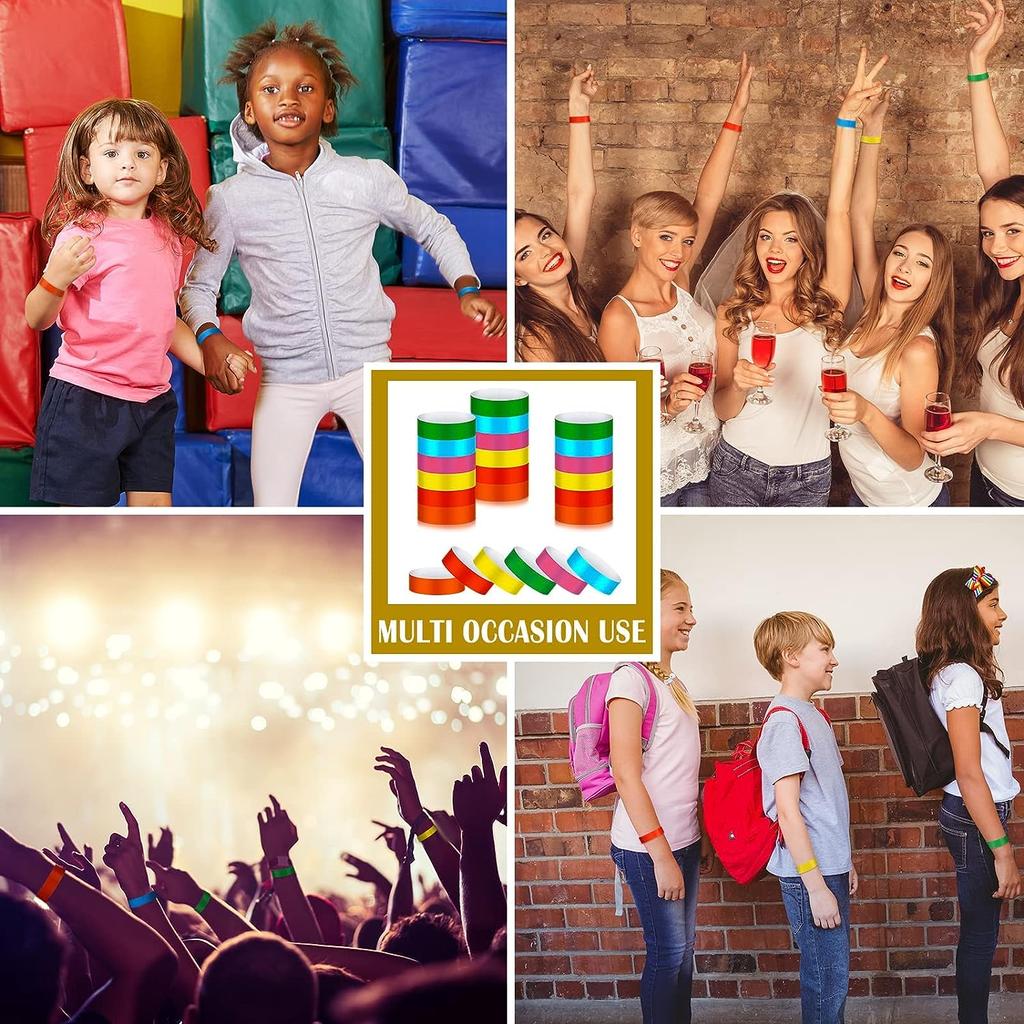 600 шт., бумажные браслеты, водонепроницаемые браслеты для вечеринок, легкие концертные браслеты, неоновые цветные клейкие браслеты