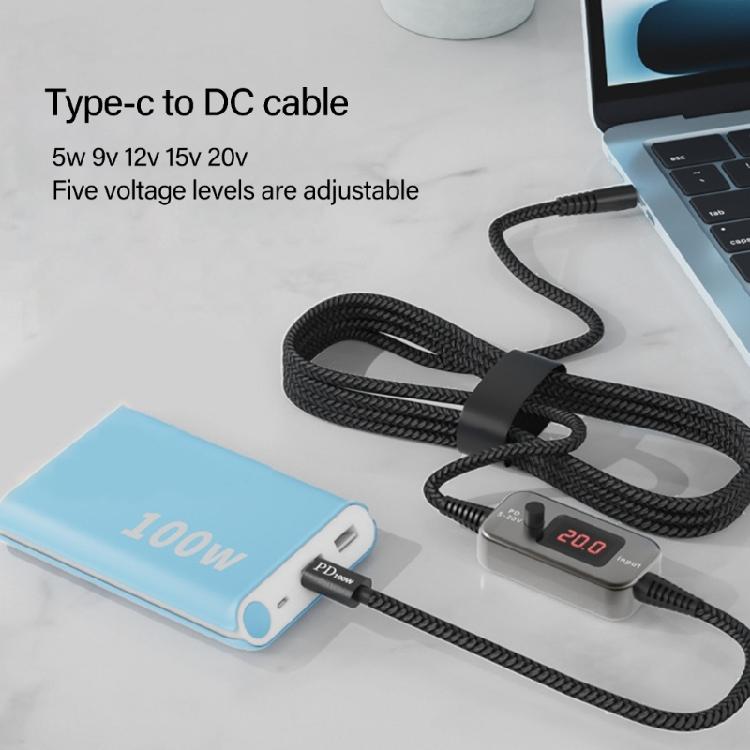 Интеллектуальный дисплей Кабель для зарядки USB C PD100W 5V - 20V Автоматическое переключение напряжений Опция с головкой DC5525