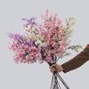 Plastic Artificial Peach Blossom Branch 97cm Fake Flower Silk Peach Blossom  Wedding Decor