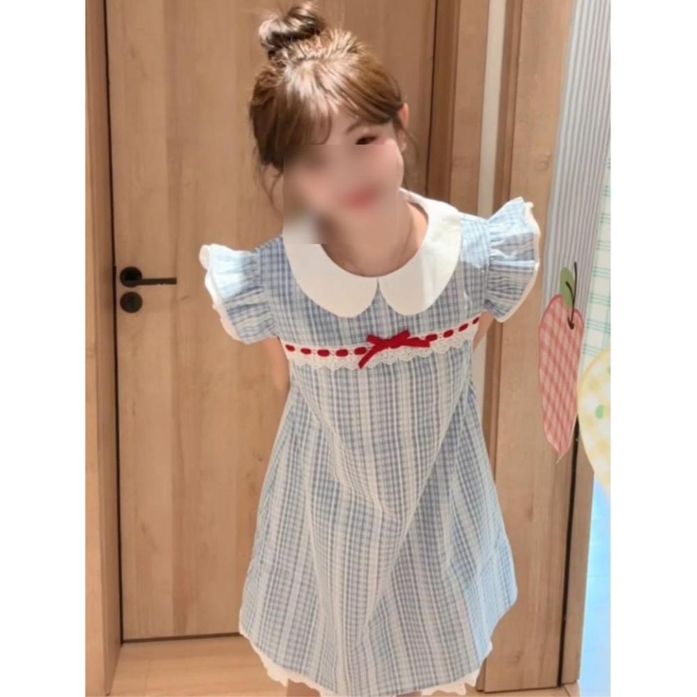 Платье в клетку в академическом стиле с маленьким свежим кукольным воротником, летнее, уникальное, красивое, с темпераментом, красивая юбка принцессы