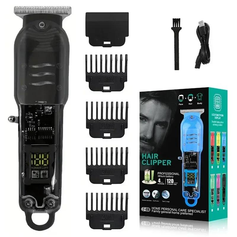 Hair Cut Machine Rechargeable Hair Clippers Transparent Professional Clippers Electric Hair Trimmers Shaver for Men