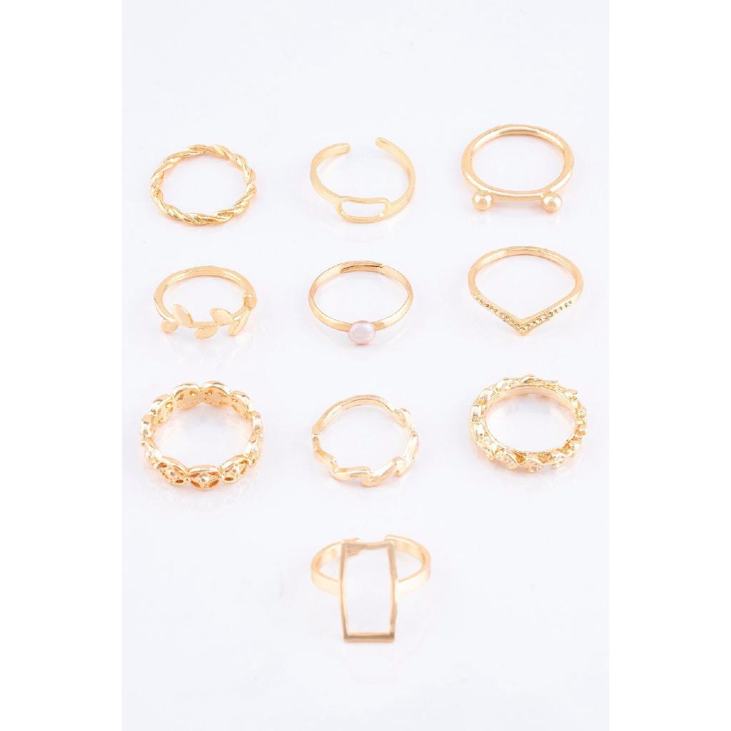 Комбинация колец из 10 частей с фигурками жемчуга и оливковой ветки 023