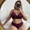 Big Size Women Bra Set Solid Color Floral Lace Full Cup Minimizer Bra Set Plus Size 38-48 D Cup Underwear Set Sexy Lingerie Women Thong Set