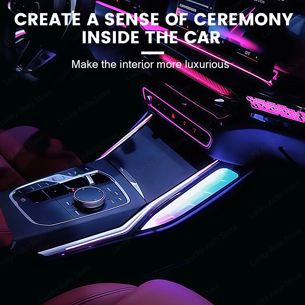 11 Colors LED Crystal Console Saddle Light Ambient Light Colored Decorative Strip Lights For BMW 3 4 Series G20 G22 M3 M4 Car