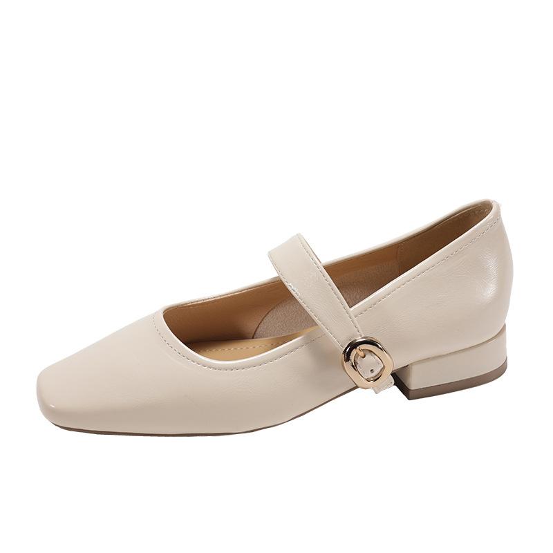 Модный темперамент, маленький ароматный стиль, толстый каблук, неглубокий носок, одинарные туфли для женщин 2025 года, новая весна и осень, французская квадратная голова Мэри Джейн sma