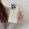 Чехол для iPhone 15 Pro Max с текстурой полотенца из фетра, сердечками и бантиками, ТПУ с гальванопокрытием