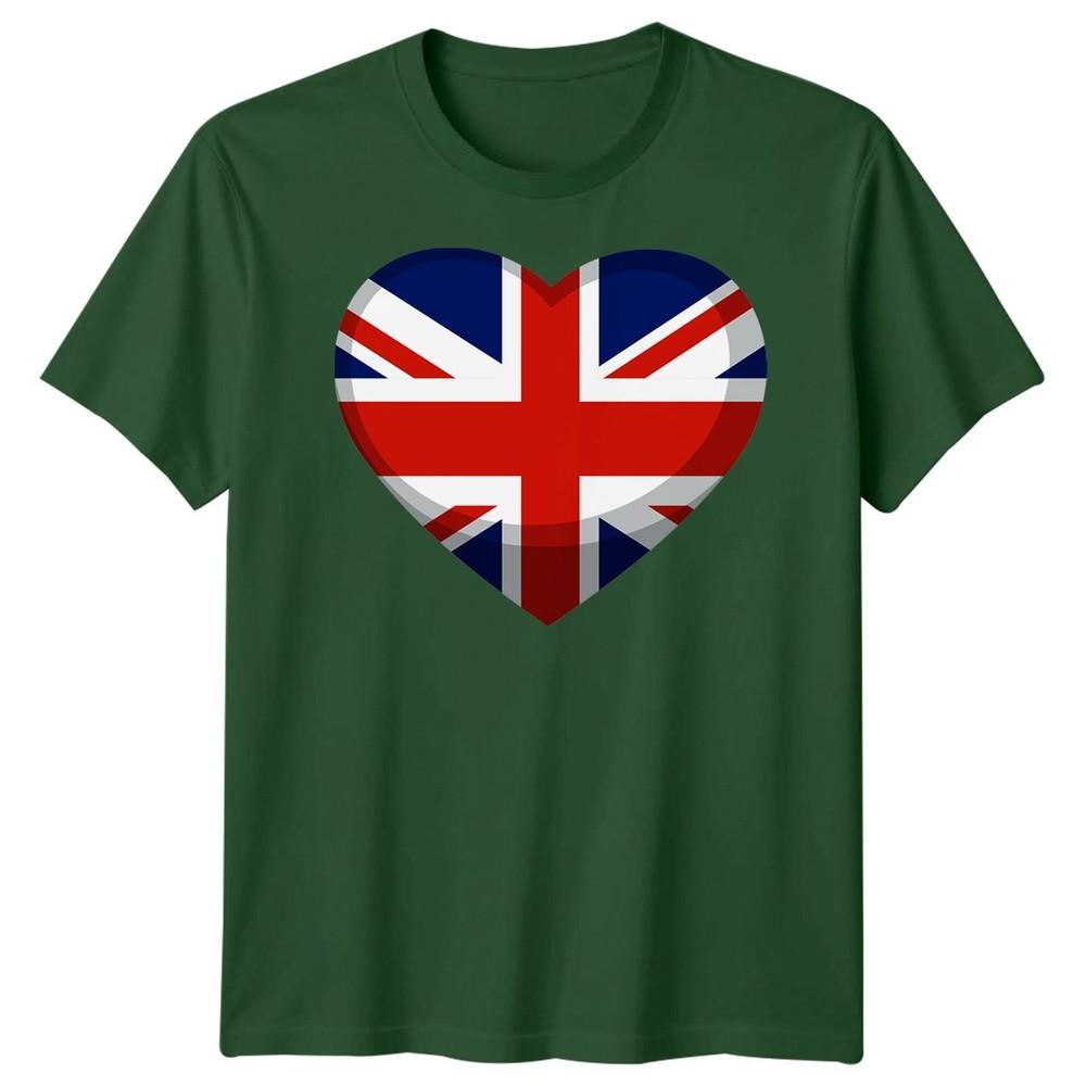 Футболка Union Jack Сердце Флаг Англии Великобритания Футболка для взрослых и детей