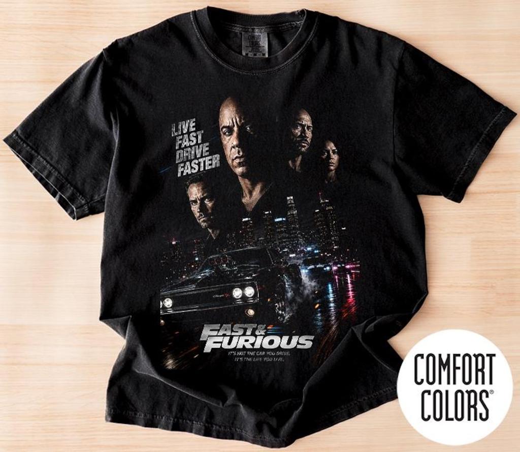 Comfort Colors The Fast and The Furious, Street Racing Action Movie Tee, Paul Walker Graphic, Car Culture Film Merch Gift for Fan T-Shirt FD