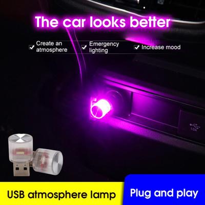 Мини светодиодный автомобильный свет USB Автомобильный внутренний атмосферный свет Аварийное освещение ПК Автомобильный цветной свет Автомобильная декоративная лампа Аксессуары