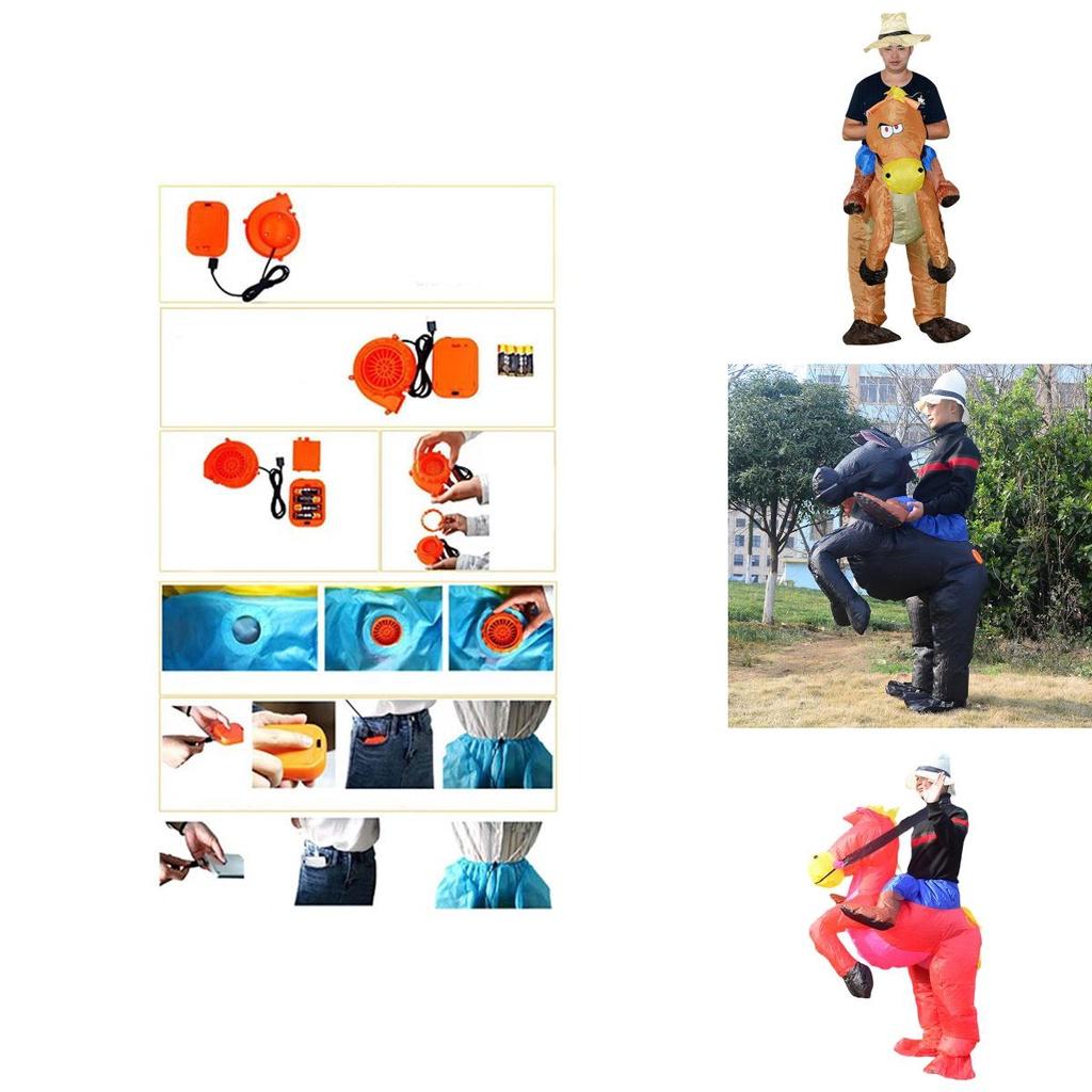 Надувной костюм лошади для взрослых, креативный наряд для выступления, полиэстер, коричневый/красный/черный