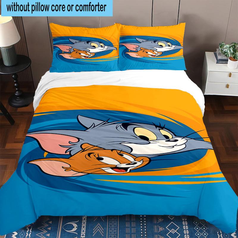 3PCS Cat and Mouse 3pcs Bedding,Including 3PCS Duvet Cover And 2pcs Pillowcases Perfect for Christmas,Ideal for Bedroom, Dormitory