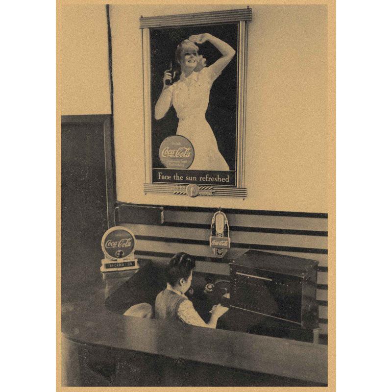 Vintage Republic of China Coca-Cola Poster: Retro Kraft Paper Wall Art for Bars, Restaurants, and Coffee Shops