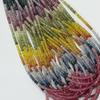 Natural  Gradient Color Sapphire Abacus Beads Beveled Flat Round Faceted Long Chain