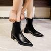 Pointed Thin Boots Women's Thick Heel Spring and Autumn Single Boots 2024 New Fashion Boots Soft Leather Thin Medium Tube Women's Short Boots