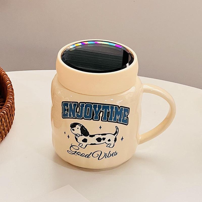 Милая маленькая уточка с крышкой, высококачественная большая емкость для воды, кружка для офиса с мультяшным принтом для девочек, керамическая кружка с высокой термостойкостью