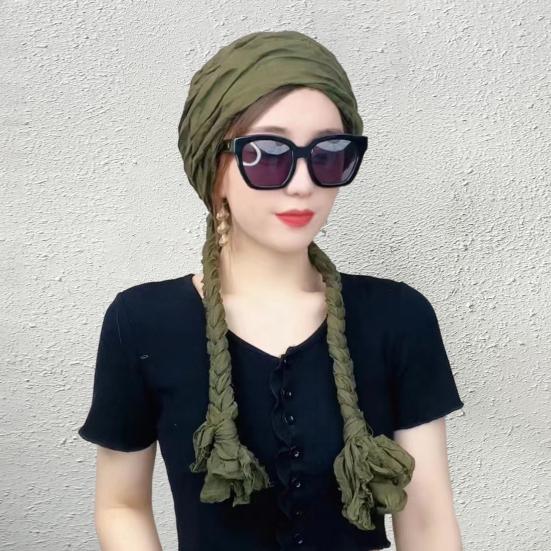 Summer Scarf with Pigtail Decor Patchwork Color Comfortable Fabric Versatile Shawl Scarf UV Protection Shawl Photo Props