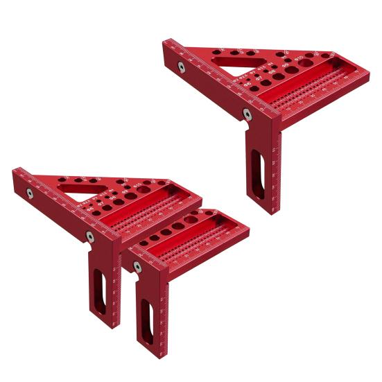 1/2 шт. 3D треугольная линейка из алюминиевого сплава с отверстиями для направляющей дрели, угломерная линейка 45/90, многоугольная измерительная линейка для деревообработки, столярная