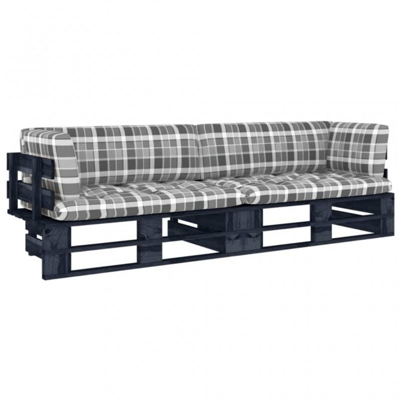 Day and Night - Day and Night 2-seater Pallet Sofa with Black Impregnated Pine Wood Cushions
