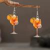 2D Flat Acrylic Orange Juice Dangle Earrings for Women Simple Creative Fresh Summer Festival Earrings Party Jewelry