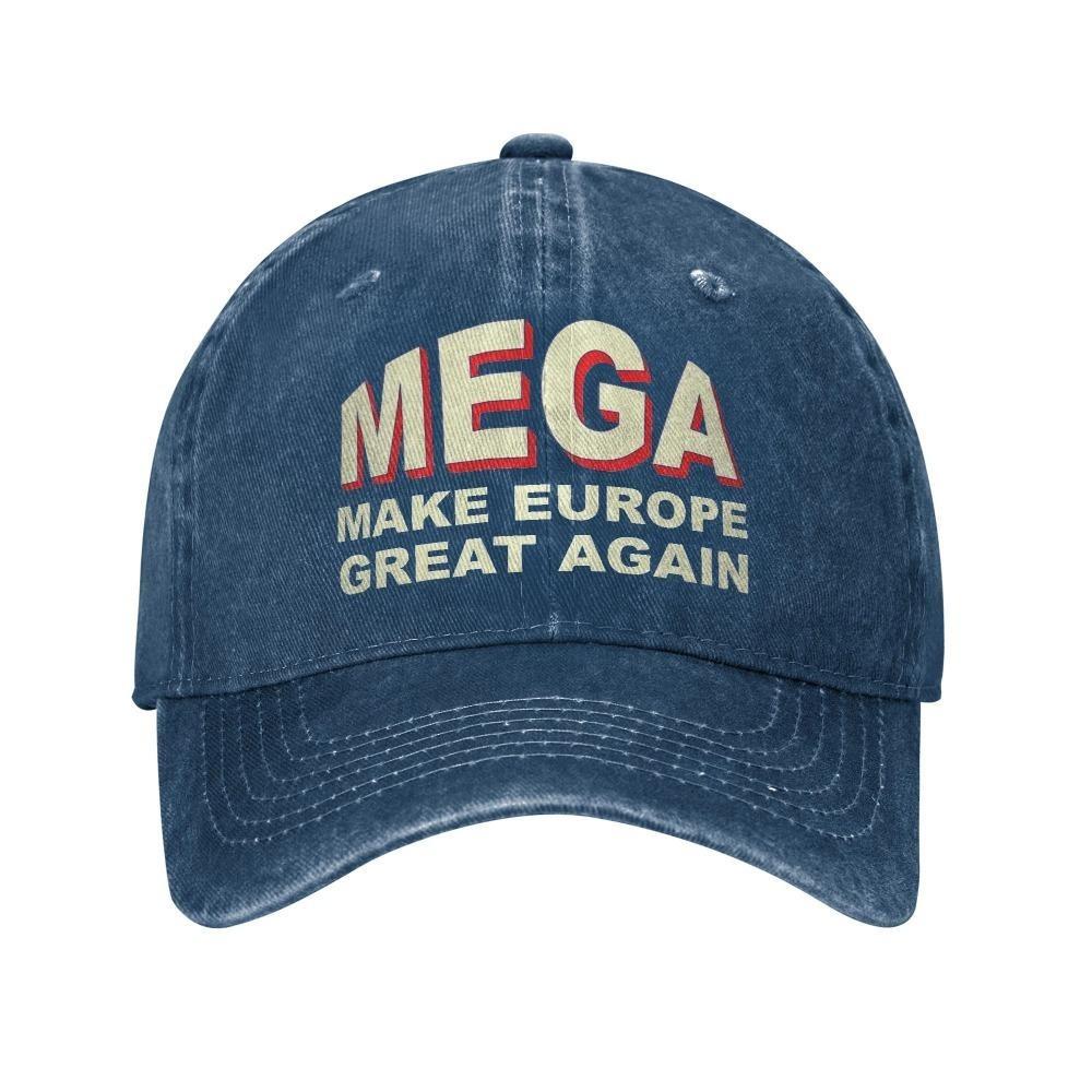 КЕПКА БЕЙСБОЛКА MEGA MAKE EUROPE GREAT AGAIN Регулируемая - Черная, Винтажный Стиль, Повседневный Головной Убор