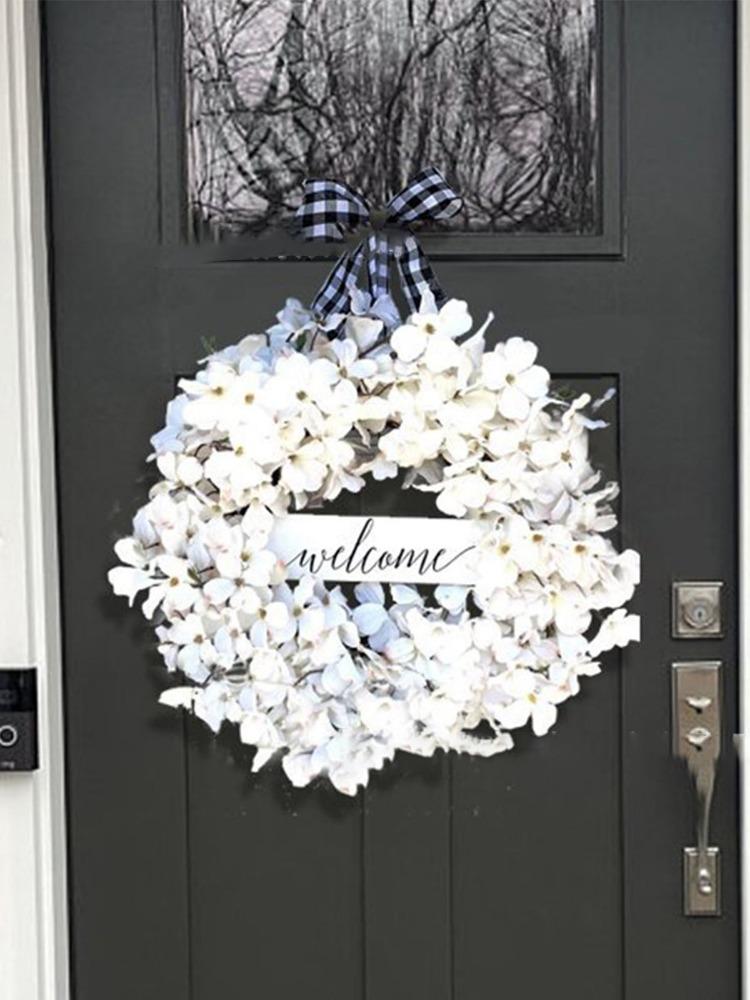40 см белый венок из форзиции, летний венок, цветочный кластер, венок из фермерского дома на виноградной лозе для празднования, передняя дверь, стена, окно, подвесной рождественский декор