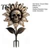 Halloween Party Yard Signs Metal Skull Sunflower Garden Stake, 2D Gothic Ghost Petal Art Fantasy Flower Decor Weatherproof Iron Outdoor Lawn for Patio
