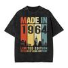 Выстиранная футболка 59-й день рождения Сделано в 1964 году Лимитированный выпуск Винтажная футболка С коротким рукавом Летние топы Футболка Мужчины Женщины
