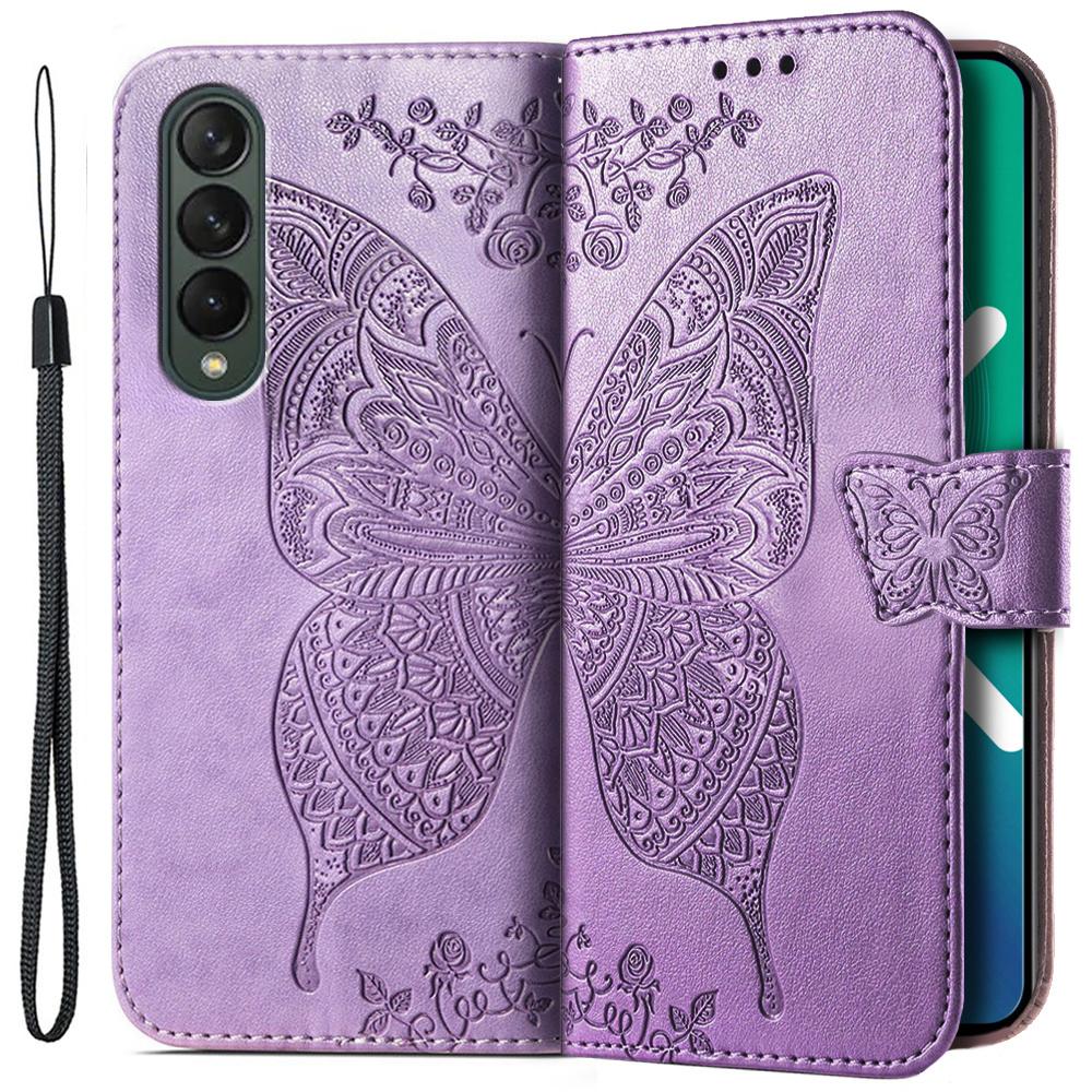 Flip Case for Samsung Galaxy Z Fold 4 5G, Butterfly, Purple