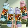 1PC Six Seven Bruh Retro Badge Print 750ml Color Plastic Sports Water Bottle Leakproof Flip Straw Lid Suitable for Sports Office Home Use