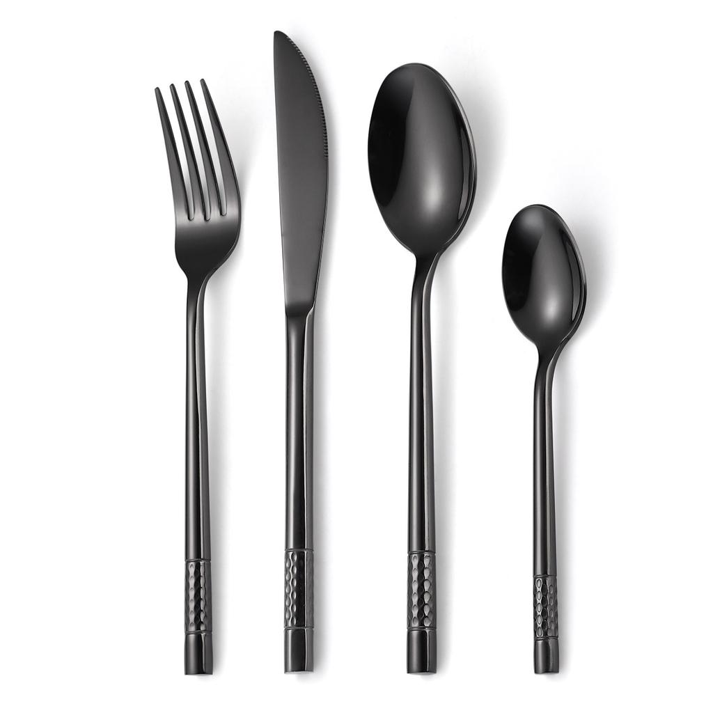 430 нержавеющая сталь утолщенный молотковый наконечник круглая ручка столовые приборы набор из 4 предметов западная кухня нож для стейка вилка ложка YSH-5-4PS